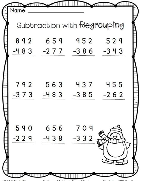 3 Digit Subtraction with Borrowing Worksheets.